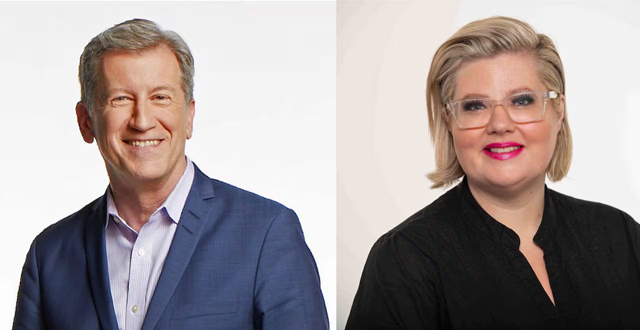 Immagine composita che mostra un uomo e una donna fianco a fianco.