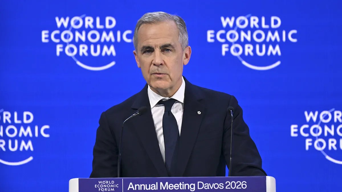 Mark Carney parlando al World Economic Forum nel 2026