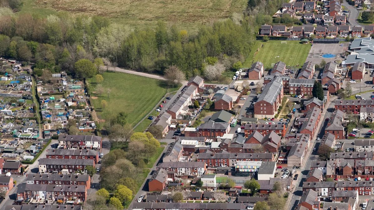 Una veduta aerea della Grande Manchester